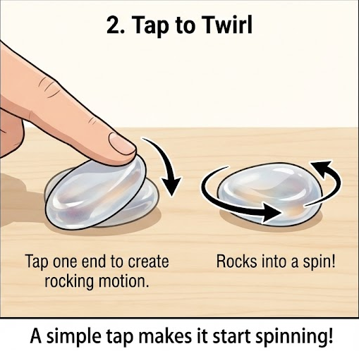 Stone Rattleback Mystic Rattleback: Asymmetric Physics Toy with Magical Reverse Spin ...